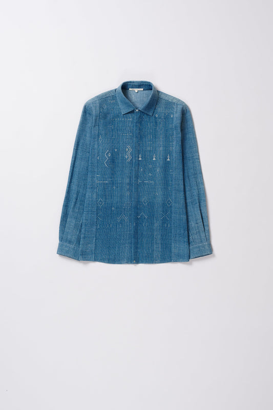 INDIGO ORGANIC COTTON SHIRT IN TANGALIYA WEAVE